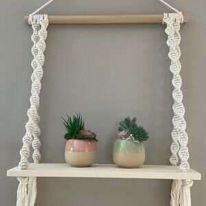 Handmade 14 Inch Macramé Hanging Shelf